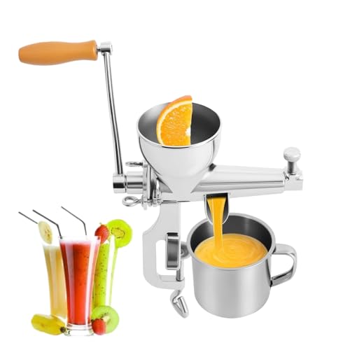 JIEBWCHA Entsafter Für Weizen 29x21cm Masticating-Entsafter Extrahiert Manueller Entsafters Aus Edelstahl Mit Kurbel Für Spinat Grünkohl Weizengras Tomate Traube Granatapfel von JIEBWCHA