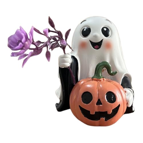 JIEBWCHA Figur | kürbisse Statue Aus Harz,Halloween Deko Für Eingangsbereich Schreibtisch Bücherregal Schlafzimmer Wohnzimmer Tischdekoration von JIEBWCHA