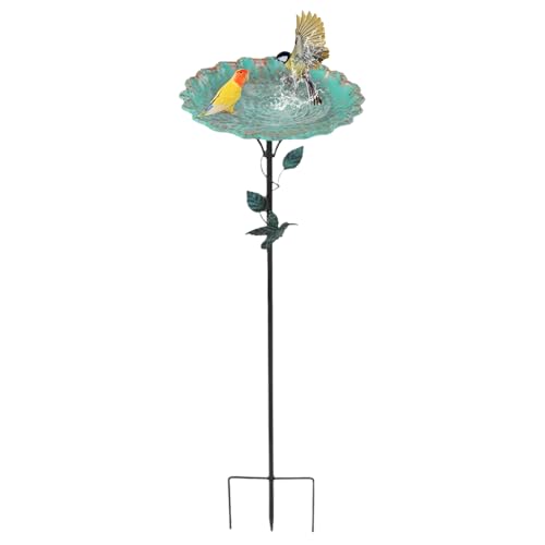 JIEBWCHA Garten Vogelbad - Outdoor-Vogeltränke Mit Futterstelle Und Erdspieß - Robuster Futterspender Rostfrei Als Gartendeko Für Terrasse, Weg & Auffahrt JIEBWCHA Garten Vogelbad - Outdoor-Vogeltränke Mit Futterstelle Und Erdspieß - Robuster Futterspender Rostfrei Als Gartendeko Für Terrasse, Weg & Auffahrt von JIEBWCHA