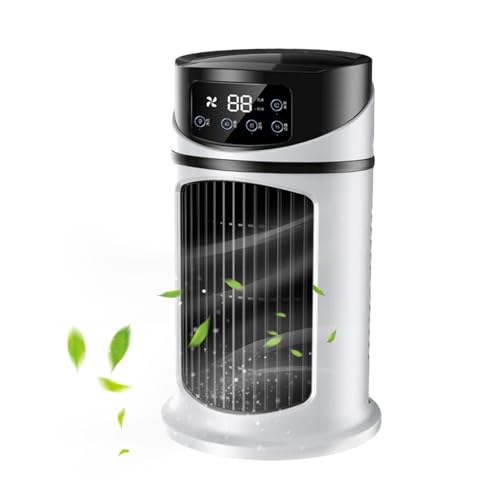 JIEBWCHA Luftkühler | Ventilator Mit Befeuchtung,3 Windgeschwindigkeiten Kühlgerät Mit LED Licht Für Schlafzimmer Büro Kinderzimmer Camping Garten Wohnung von JIEBWCHA