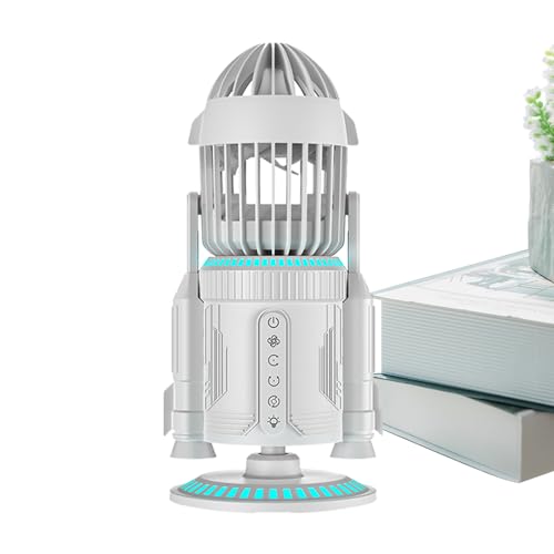 JIEBWCHA Tischventilator | Starker Wind Persönlicher Tischventilator - Leise 5000 U/min Mit Licht Raketenform Drehluftzirkulator Kühlung Für Arbeitsplatz Zuhause Schule Wohnzimmer Studentenzimmer von JIEBWCHA