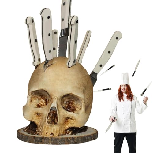 JIEBWCHA Totenkopf Messerhalter, Totenkopf Küchenhalter,Skelett Form Messer Organizer,Skelett Messerständer,Horror Totenkopf Messerblock,Kreativer Harz Skelettkopf Messerständer,Messerblock Schädel JIEBWCHA Totenkopf Messerhalter, Totenkopf Küchenhalter,Skelett Form Messer Organizer,Skelett Messerständer,Horror Totenkopf Messerblock,Kreativer Harz Skelettkopf Messerständer,Messerblock Schädel von JIEBWCHA