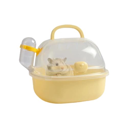 JIEBWCHA Tragbare Kleintiere Transportbox, Hamster Reisekäfig,20x18cm Transportbox Hamster Mit Wasserflasche, Small Reisekäfig Für Hamster, Leicht Zu Füttern Und Zu Reinigen Für Alle Kleinen Haustiere von JIEBWCHA