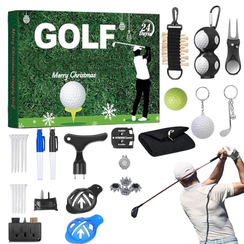 JIEBWCHA Weihnachtskalender Countdown,24 Tage Golf Zubehör Set Countdown Kalender - Weihnachtsdekoration Für Sohn Familie Freunde Mädchen Ehemann Frauen Teenager Männer von JIEBWCHA