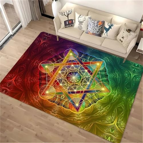 JIEDEDIAM 3D-Druck mysteriöser geometrischer Muster-Teppich mit Blume des Lebens, Wohnzimmer-Büro-Vier-Jahreszeiten-Matte, Kinderspiel-Krabbelmatte JIEDEDIAM 3D-Druck mysteriöser geometrischer Muster-Teppich mit Blume des Lebens, Wohnzimmer-Büro-Vier-Jahreszeiten-Matte, Kinderspiel-Krabbelmatte von JIEDEDIAM