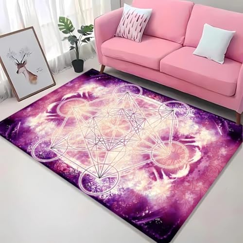 JIEDEDIAM 3D-Druck mysteriöser geometrischer Muster-Teppich mit Blume des Lebens, Wohnzimmer-Büro-Vier-Jahreszeiten-Matte, Kinderspiel-Krabbelmatte von JIEDEDIAM