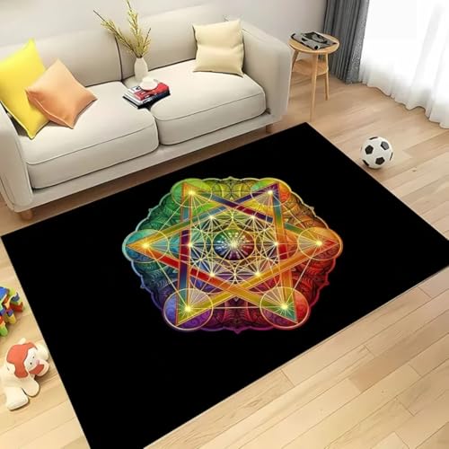JIEDEDIAM 3D-Druck mysteriöser geometrischer Muster-Teppich mit Blume des Lebens, Wohnzimmer-Büro-Vier-Jahreszeiten-Matte, Kinderspiel-Krabbelmatte JIEDEDIAM 3D-Druck mysteriöser geometrischer Muster-Teppich mit Blume des Lebens, Wohnzimmer-Büro-Vier-Jahreszeiten-Matte, Kinderspiel-Krabbelmatte von JIEDEDIAM