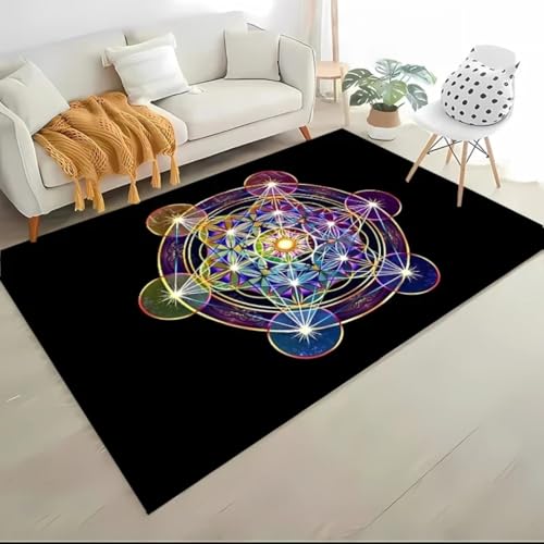 JIEDEDIAM 3D-Druck mysteriöser geometrischer Muster-Teppich mit Blume des Lebens, Wohnzimmer-Büro-Vier-Jahreszeiten-Matte, Kinderspiel-Krabbelmatte JIEDEDIAM 3D-Druck mysteriöser geometrischer Muster-Teppich mit Blume des Lebens, Wohnzimmer-Büro-Vier-Jahreszeiten-Matte, Kinderspiel-Krabbelmatte von JIEDEDIAM