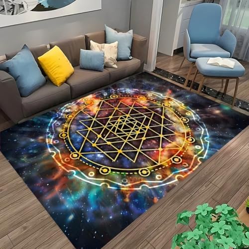 JIEDEDIAM 3D-Druck mysteriöser geometrischer Muster-Teppich mit Blume des Lebens, Wohnzimmer-Büro-Vier-Jahreszeiten-Matte, Kinderspiel-Krabbelmatte JIEDEDIAM 3D-Druck mysteriöser geometrischer Muster-Teppich mit Blume des Lebens, Wohnzimmer-Büro-Vier-Jahreszeiten-Matte, Kinderspiel-Krabbelmatte von JIEDEDIAM