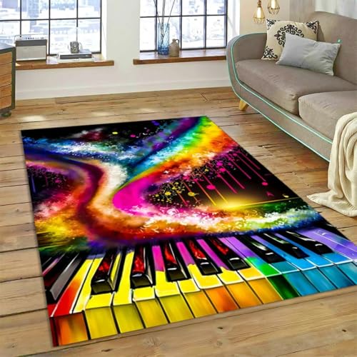 JIEDEDIAM 3D-Fantasie-Klavierschlüssel-Musikinstrument-Cartoon-Teppich, geeignet für Schlafzimmer-Wohnzimmer-Sofa-Dekoration, große Bodenmatte für Kinder als Geschenk von JIEDEDIAM
