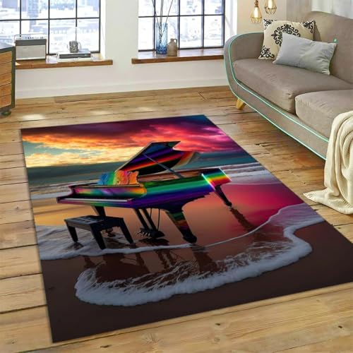 JIEDEDIAM 3D-Fantasie-Klavierschlüssel-Musikinstrument-Cartoon-Teppich, geeignet für Schlafzimmer-Wohnzimmer-Sofa-Dekoration, große Bodenmatte für Kinder als Geschenk von JIEDEDIAM