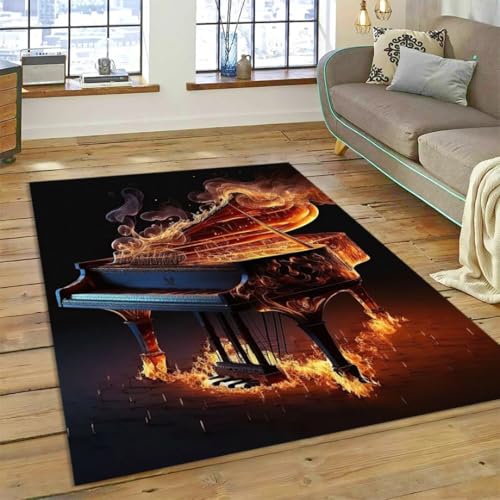 JIEDEDIAM 3D-Fantasie-Klavierschlüssel-Musikinstrument-Cartoon-Teppich, geeignet für Schlafzimmer-Wohnzimmer-Sofa-Dekoration, große Bodenmatte für Kinder als Geschenk von JIEDEDIAM