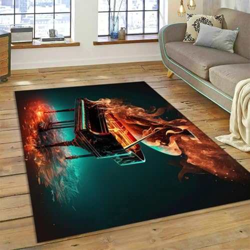 JIEDEDIAM 3D-Fantasie-Klavierschlüssel-Musikinstrument-Cartoon-Teppich, geeignet für Schlafzimmer-Wohnzimmer-Sofa-Dekoration, große Bodenmatte für Kinder als Geschenk von JIEDEDIAM