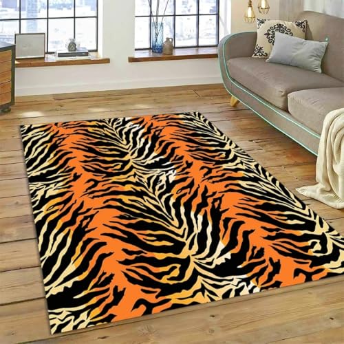 JIEDEDIAM 3D-Gedruckter bunter Zebrastreifen-Leoparden-Tiger-Teppich Modernes Schlafzimmer-Wohnzimmer-Kinder-Krabbelspielmatte-Fußmatte von JIEDEDIAM