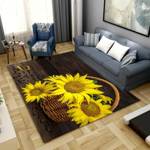 JIEDEDIAM 3D-Gedruckter großer Teppich mit Sonnenblumen- und Blumenmotiv, rutschfeste, superweiche, Dicke Bodenmatte für das Wohnzimmer, Krabbelmatte für Kinderspiele JIEDEDIAM 3D-Gedruckter großer Teppich mit Sonnenblumen- und Blumenmotiv, rutschfeste, superweiche, Dicke Bodenmatte für das Wohnzimmer, Krabbelmatte für Kinderspiele von JIEDEDIAM