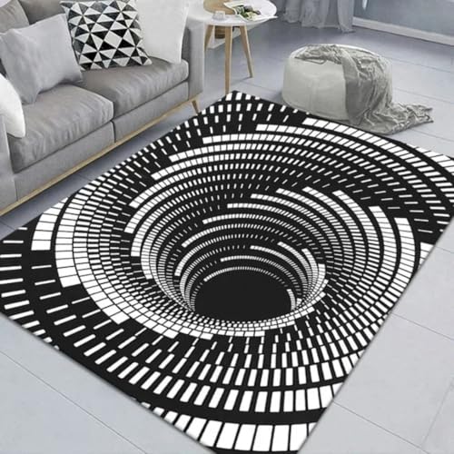 JIEDEDIAM 3D-Gedruckter visueller Schwindel-geometrischer Fallenteppich, Wohnzimmer-Schlafzimmer-Nachttischmatte, waschbare große weiche Bodenmatte von JIEDEDIAM