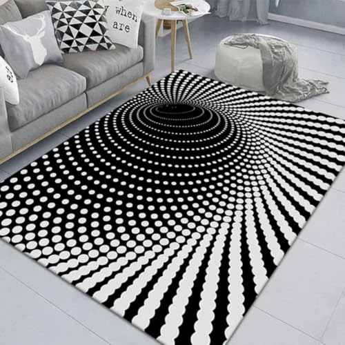 JIEDEDIAM 3D-Gedruckter visueller Schwindel-geometrischer Fallenteppich, Wohnzimmer-Schlafzimmer-Nachttischmatte, waschbare große weiche Bodenmatte von JIEDEDIAM