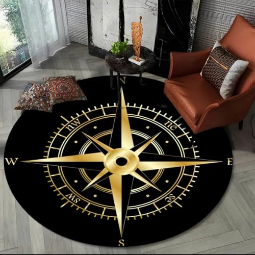 JIEDEDIAM 3D Retro Kompass Serie runder Teppich Wohnzimmer Schlafzimmer Sofa Fußhocker Jungenzimmer Spielzimmer Stuhl Bodenmatte Geschenk JIEDEDIAM 3D Retro Kompass Serie runder Teppich Wohnzimmer Schlafzimmer Sofa Fußhocker Jungenzimmer Spielzimmer Stuhl Bodenmatte Geschenk von JIEDEDIAM