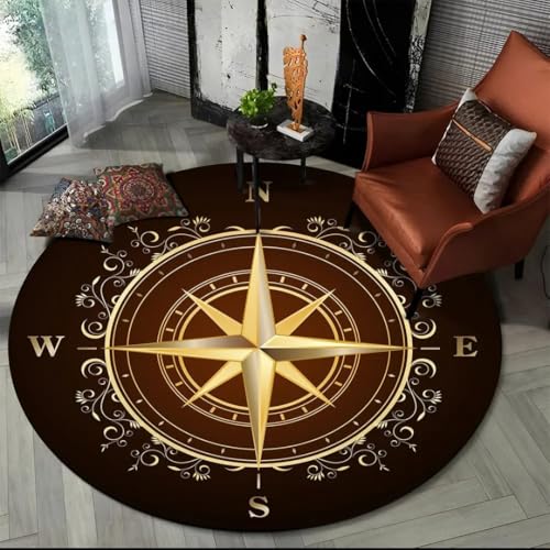 JIEDEDIAM 3D Retro Kompass Serie runder Teppich Wohnzimmer Schlafzimmer Sofa Fußhocker Jungenzimmer Spielzimmer Stuhl Bodenmatte Geschenk JIEDEDIAM 3D Retro Kompass Serie runder Teppich Wohnzimmer Schlafzimmer Sofa Fußhocker Jungenzimmer Spielzimmer Stuhl Bodenmatte Geschenk von JIEDEDIAM