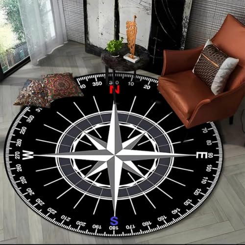 JIEDEDIAM 3D Retro Kompass Serie runder Teppich Wohnzimmer Schlafzimmer Sofa Fußhocker Jungenzimmer Spielzimmer Stuhl Bodenmatte Geschenk JIEDEDIAM 3D Retro Kompass Serie runder Teppich Wohnzimmer Schlafzimmer Sofa Fußhocker Jungenzimmer Spielzimmer Stuhl Bodenmatte Geschenk von JIEDEDIAM