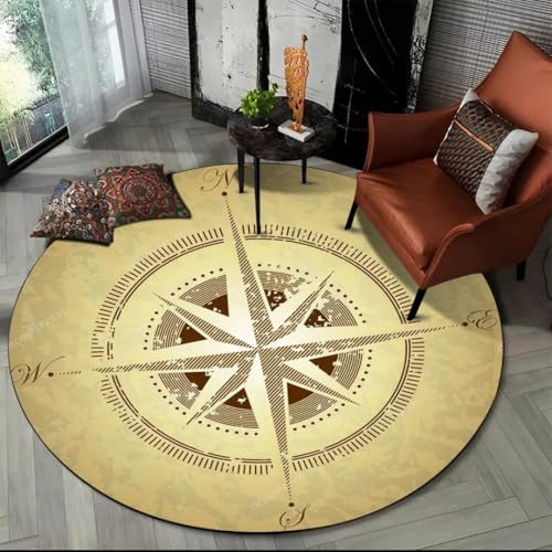 JIEDEDIAM 3D Retro Kompass Serie runder Teppich Wohnzimmer Schlafzimmer Sofa Fußhocker Jungenzimmer Spielzimmer Stuhl Bodenmatte Geschenk JIEDEDIAM 3D Retro Kompass Serie runder Teppich Wohnzimmer Schlafzimmer Sofa Fußhocker Jungenzimmer Spielzimmer Stuhl Bodenmatte Geschenk von JIEDEDIAM