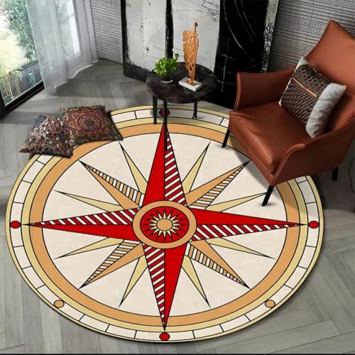JIEDEDIAM 3D Retro Kompass Serie runder Teppich Wohnzimmer Schlafzimmer Sofa Fußhocker Jungenzimmer Spielzimmer Stuhl Bodenmatte Geschenk JIEDEDIAM 3D Retro Kompass Serie runder Teppich Wohnzimmer Schlafzimmer Sofa Fußhocker Jungenzimmer Spielzimmer Stuhl Bodenmatte Geschenk von JIEDEDIAM