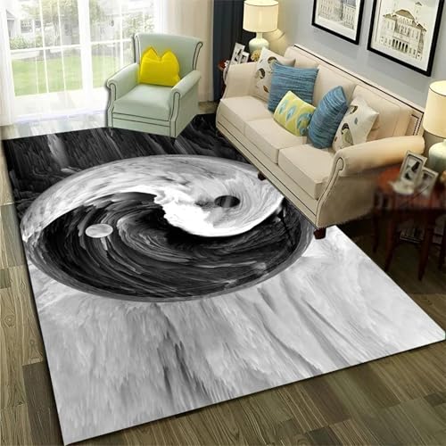 JIEDEDIAM 3D-Teppich „Tai Chi Bagua Yin Yang“, Wohnzimmer, Schlafzimmer, Sofa, Fußmatte, Dekoration, Kinderbereich, Teppich, rutschfeste Bodenmatte von JIEDEDIAM