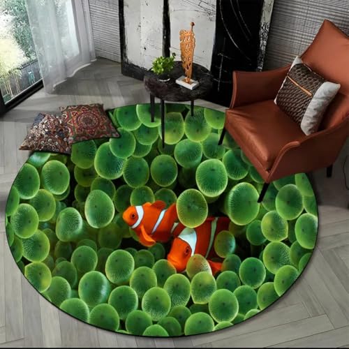 JIEDEDIAM 3D Unterwasserwelt Delfin Schildkröte runder Teppich, Schlafzimmer Wohnzimmer Sofa Tisch Bodenmatte Home Kinderzimmer Spielmatte JIEDEDIAM 3D Unterwasserwelt Delfin Schildkröte runder Teppich, Schlafzimmer Wohnzimmer Sofa Tisch Bodenmatte Home Kinderzimmer Spielmatte von JIEDEDIAM