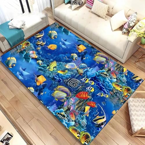 JIEDEDIAM 3D Unterwasserwelt Fischkoralle Wohnzimmer Dekoration Schlafzimmer Sofa Couchtisch Bodenmatte Kinderzimmer Spiel Krabbelmatte Waschbar JIEDEDIAM 3D Unterwasserwelt Fischkoralle Wohnzimmer Dekoration Schlafzimmer Sofa Couchtisch Bodenmatte Kinderzimmer Spiel Krabbelmatte Waschbar von JIEDEDIAM
