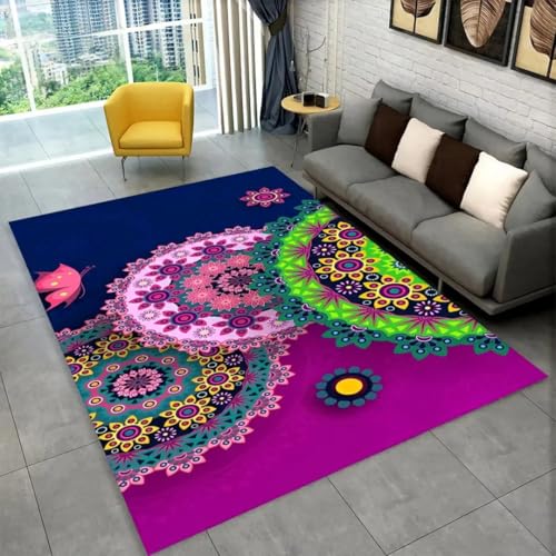 JIEDEDIAM Böhmische Mandala-geometrische Teppiche, geeignet für die Dekoration von Wohnzimmern, Schlafzimmern, Sofas, Fußmatten und Kinder-Anti-Rutsch-Fußmatten von JIEDEDIAM