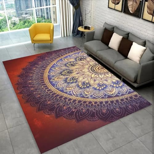 JIEDEDIAM Böhmische Mandala-geometrische Teppiche, geeignet für die Dekoration von Wohnzimmern, Schlafzimmern, Sofas, Fußmatten und Kinder-Anti-Rutsch-Fußmatten von JIEDEDIAM