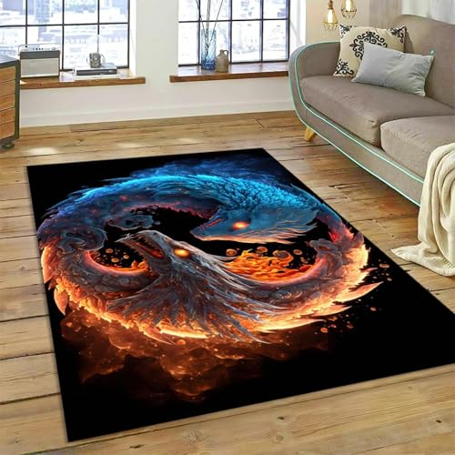 JIEDEDIAM Cooler Drachenmuster Feuer Phönix Großflächiger Teppich, Wohnzimmer Schlafzimmer Sofa Couchtisch Bodenmatte Kinderzimmer Spielmatte JIEDEDIAM Cooler Drachenmuster Feuer Phönix Großflächiger Teppich, Wohnzimmer Schlafzimmer Sofa Couchtisch Bodenmatte Kinderzimmer Spielmatte von JIEDEDIAM