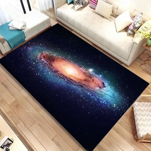 JIEDEDIAM Galaxie-Universum-Weltraum-3D-Teppich, für Wohnzimmer, Schlafzimmer, Esszimmer, Heimdekoration, rutschfeste Bodenmatte für Kinder von JIEDEDIAM