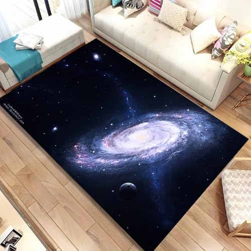 JIEDEDIAM Galaxie-Universum-Weltraum-3D-Teppich, für Wohnzimmer, Schlafzimmer, Esszimmer, Heimdekoration, rutschfeste Bodenmatte für Kinder von JIEDEDIAM