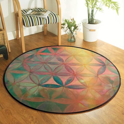 JIEDEDIAM Galaxy Mandala Blume des Lebens Runder Teppich Reiki Psychedelic Meditation Yoga Matte Kristallgitter Magischer Altar Tarot Matte von JIEDEDIAM
