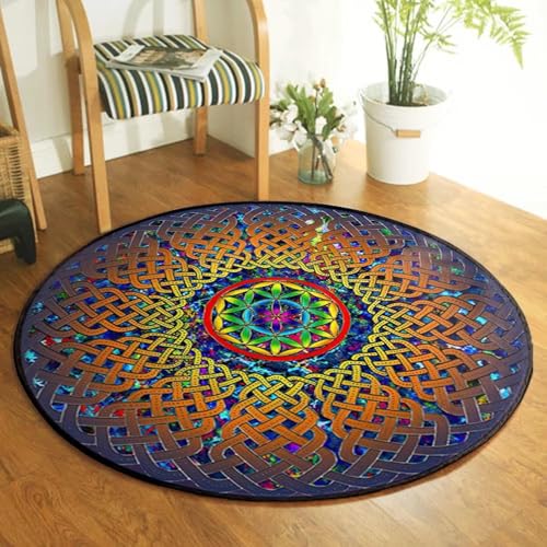 JIEDEDIAM Galaxy Mandala Blume des Lebens Runder Teppich Reiki Psychedelic Meditation Yoga Matte Kristallgitter Magischer Altar Tarot Matte von JIEDEDIAM