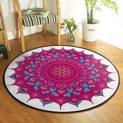 JIEDEDIAM Galaxy Mandala Blume des Lebens Runder Teppich Reiki Psychedelic Meditation Yoga Matte Kristallgitter Magischer Altar Tarot Matte von JIEDEDIAM
