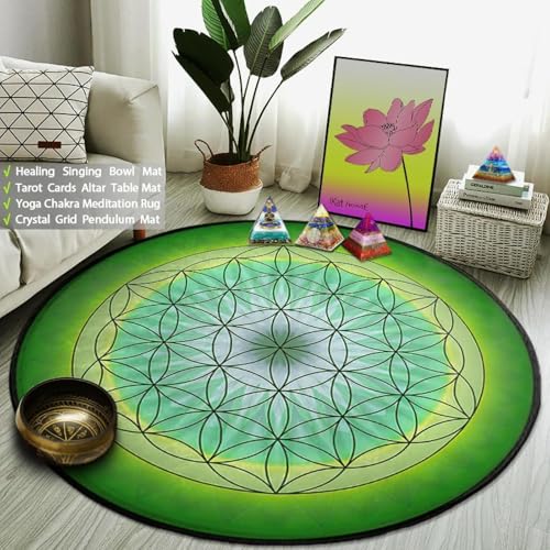 JIEDEDIAM Grün/Violett/Galaxie Blume des Lebens Serie Runder Teppich für Yogamatte Meditation Reiki Heilung Wohnkultur JIEDEDIAM Grün/Violett/Galaxie Blume des Lebens Serie Runder Teppich für Yogamatte Meditation Reiki Heilung Wohnkultur von JIEDEDIAM