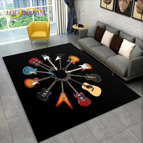JIEDEDIAM Klassische Gitarre Cool Flame Teppich, Geeignet für Wohnzimmer Schlafzimmer Sofa Türmatte Dekoration, Kinderspiel rutschfeste Bodenmatte JIEDEDIAM Klassische Gitarre Cool Flame Teppich, Geeignet für Wohnzimmer Schlafzimmer Sofa Türmatte Dekoration, Kinderspiel rutschfeste Bodenmatte von JIEDEDIAM
