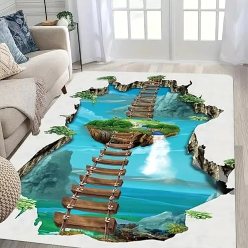 JIEDEDIAM Kreative Traumleiter Wüstenriss Wasser Design 3D Teppich Schlafzimmer Strand Stil rutschfeste Fußmatte Wohnzimmer Dekoration JIEDEDIAM Kreative Traumleiter Wüstenriss Wasser Design 3D Teppich Schlafzimmer Strand Stil rutschfeste Fußmatte Wohnzimmer Dekoration von JIEDEDIAM