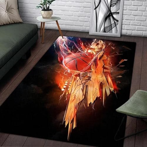 JIEDEDIAM Kreativer Flammen-Basketball-Druckteppich, Wohnzimmerdekoration, Sofa, Kinderspiel, Freizeitmatte, Küchenbodenstuhl, Anti-Rutsch-Matte JIEDEDIAM Kreativer Flammen-Basketball-Druckteppich, Wohnzimmerdekoration, Sofa, Kinderspiel, Freizeitmatte, Küchenbodenstuhl, Anti-Rutsch-Matte von JIEDEDIAM