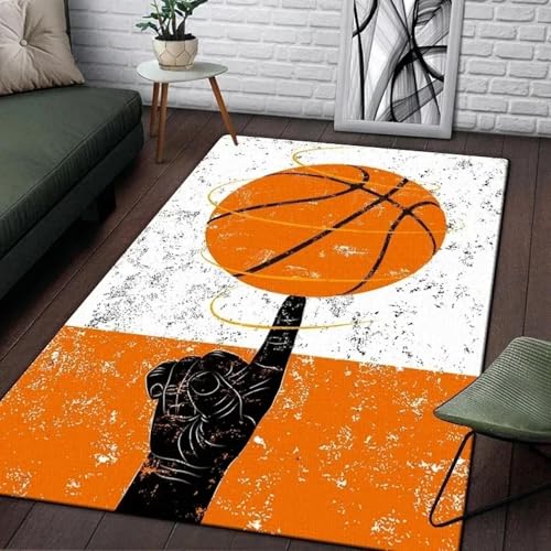 JIEDEDIAM Kreativer Flammen-Basketball-Druckteppich, Wohnzimmerdekoration, Sofa, Kinderspiel, Freizeitmatte, Küchenbodenstuhl, Anti-Rutsch-Matte JIEDEDIAM Kreativer Flammen-Basketball-Druckteppich, Wohnzimmerdekoration, Sofa, Kinderspiel, Freizeitmatte, Küchenbodenstuhl, Anti-Rutsch-Matte von JIEDEDIAM