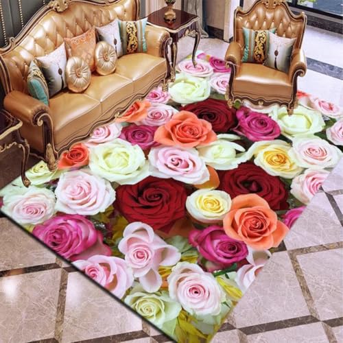JIEDEDIAM Romantischer Rosenblumen-Wohnzimmerteppich, leicht, luxuriös, für Hochzeiten, Antifouling, Schlafzimmer, Badezimmer, Küche, Eingangstürmatte, Heimdekoration JIEDEDIAM Romantischer Rosenblumen-Wohnzimmerteppich, leicht, luxuriös, für Hochzeiten, Antifouling, Schlafzimmer, Badezimmer, Küche, Eingangstürmatte, Heimdekoration von JIEDEDIAM