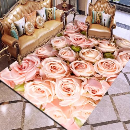 JIEDEDIAM Romantischer Rosenblumen-Wohnzimmerteppich, leicht, luxuriös, für Hochzeiten, Antifouling, Schlafzimmer, Badezimmer, Küche, Eingangstürmatte, Heimdekoration JIEDEDIAM Romantischer Rosenblumen-Wohnzimmerteppich, leicht, luxuriös, für Hochzeiten, Antifouling, Schlafzimmer, Badezimmer, Küche, Eingangstürmatte, Heimdekoration von JIEDEDIAM