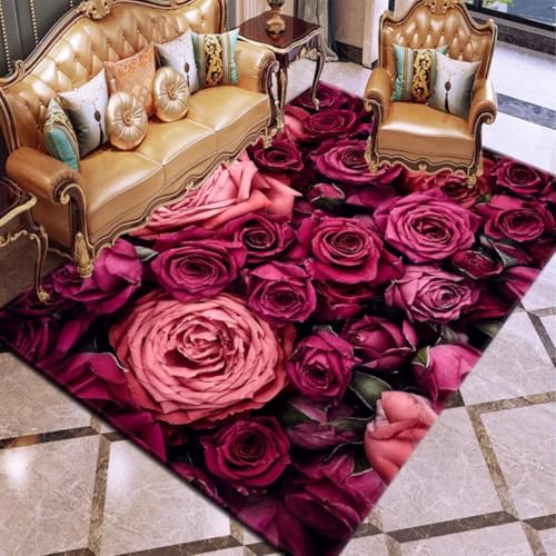 JIEDEDIAM Romantischer Rosenblumen-Wohnzimmerteppich, leicht, luxuriös, für Hochzeiten, Antifouling, Schlafzimmer, Badezimmer, Küche, Eingangstürmatte, Heimdekoration JIEDEDIAM Romantischer Rosenblumen-Wohnzimmerteppich, leicht, luxuriös, für Hochzeiten, Antifouling, Schlafzimmer, Badezimmer, Küche, Eingangstürmatte, Heimdekoration von JIEDEDIAM
