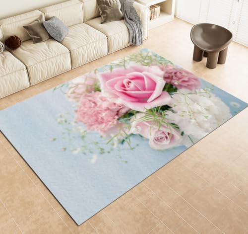 JIEDEDIAM Romantischer Rosenblumen-Wohnzimmerteppich, leicht, luxuriös, für Hochzeiten, Antifouling, Schlafzimmer, Badezimmer, Küche, Eingangstürmatte, Heimdekoration JIEDEDIAM Romantischer Rosenblumen-Wohnzimmerteppich, leicht, luxuriös, für Hochzeiten, Antifouling, Schlafzimmer, Badezimmer, Küche, Eingangstürmatte, Heimdekoration von JIEDEDIAM