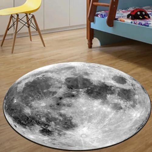 JIEDEDIAM Runde Bodenmatte mit Erde, Mond und Mars, Rutschfester Teppich für Schlafzimmer, Spielzimmer, Computerstuhl, einzigartige Wohndekoration von JIEDEDIAM