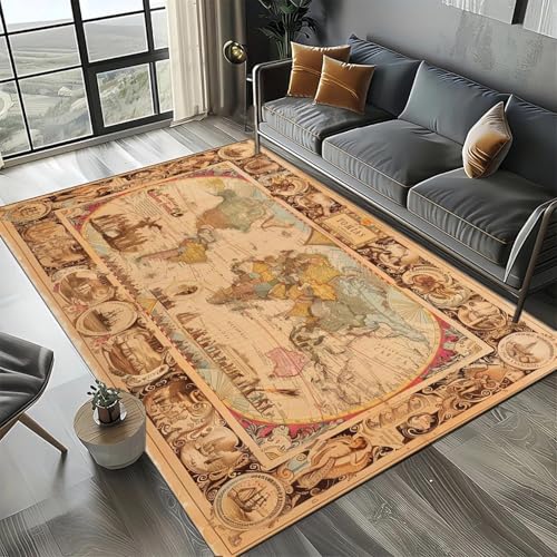 JIEDEDIAM Teppich mit Seekarte und Kompass im Vintage-Stil für Zuhause, Wohnzimmer, Schlafzimmer, Sofa, Dekoration, rutschfeste Bodenmatte JIEDEDIAM Teppich mit Seekarte und Kompass im Vintage-Stil für Zuhause, Wohnzimmer, Schlafzimmer, Sofa, Dekoration, rutschfeste Bodenmatte von JIEDEDIAM