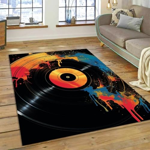 JIEDEDIAM Vinyl-Schallplatten-Musik-DJ-Bildschirm-Band-Teppich, Schlafzimmer-Wohnzimmer-Heimdekoration, Kinderspiel-Krabbelbodenmatte von JIEDEDIAM