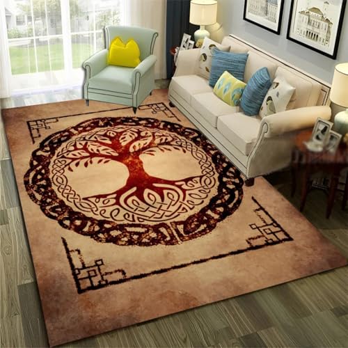 JIEDEDIAM Wikinger-Teppich, nautisches Ruder, Baum des Lebens, für Schlafzimmer, Wohnzimmer, Sofa, Stuhl, Matte, Kinderspiel, Bodenmatte von JIEDEDIAM